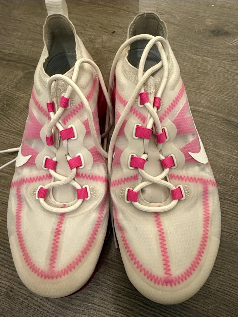 Nike White and Pink Women's Athletic Slip-On Sneakers